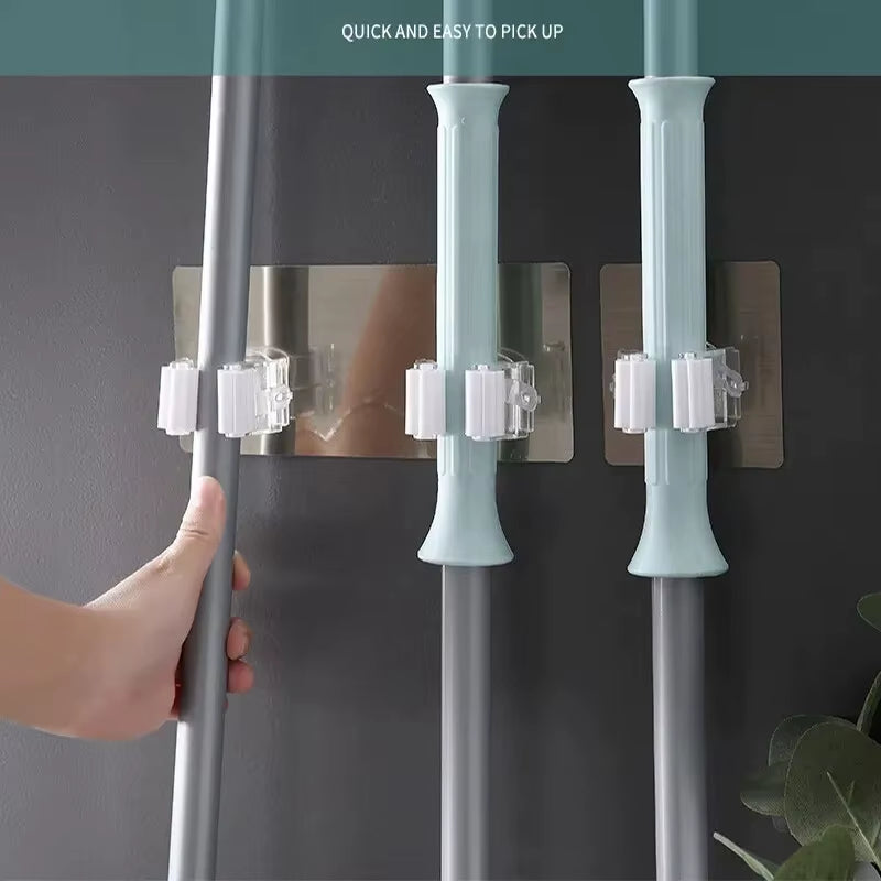 3Pcs Non Marking Mop Hanger Mop Clip Non Drilling Non Marking Broom Mop Hook Clip Mop Cartridge