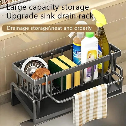 Multifunctional Kitchen Sponge Draining & Storage Rack – Spacious Countertop Organizer for Dish Soap & Rags