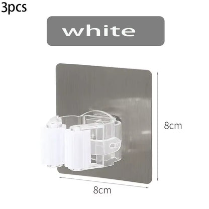 3Pcs Non Marking Mop Hanger Mop Clip Non Drilling Non Marking Broom Mop Hook Clip Mop Cartridge